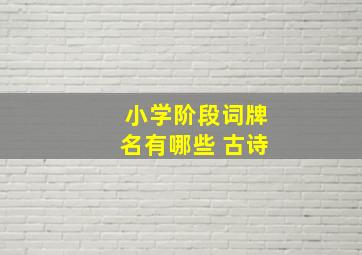 小学阶段词牌名有哪些 古诗